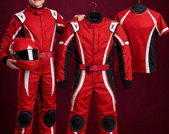 Kids Formula Style Go Kart Racing Suit with Free T-Shirt & Motorsport Outfit