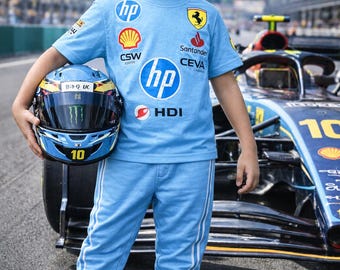 Chándal infantil Ferrari Racing, conjunto rojo de automovilismo inspirado en la Fórmula 1.