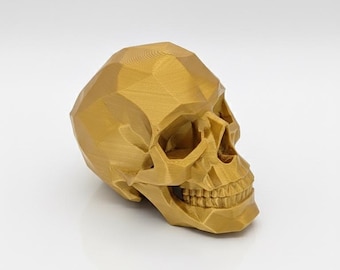 Low Poly Skull – 3D-geprint geometrisch schedeldecor | Moderne bureaukunst, halloweencadeau, minimalistische geek-huisdecoratie