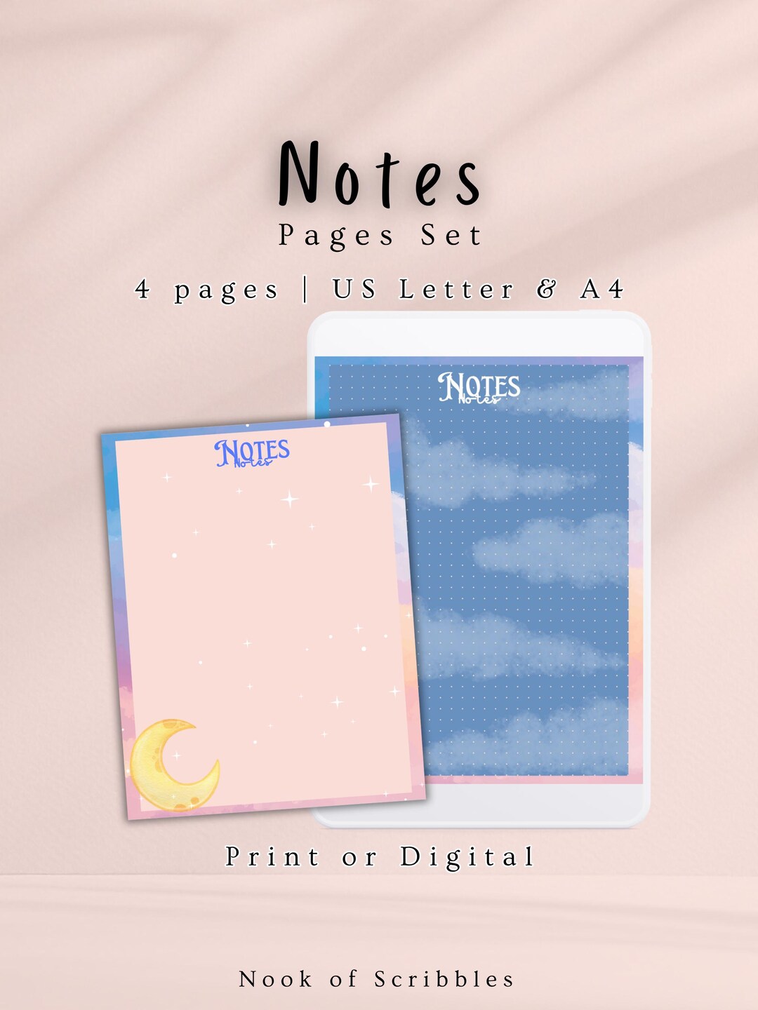 Colorful Space Notes Printable Note Pages PDF Digital Notebook Template ...