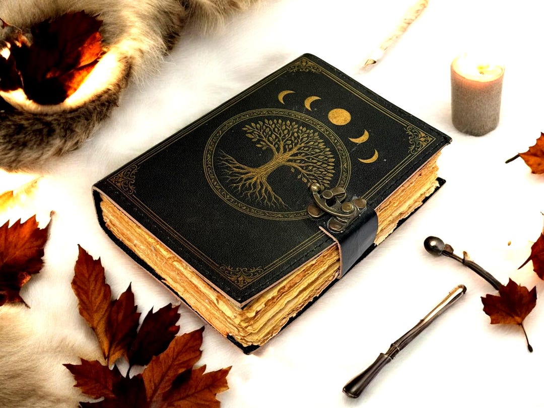 Tree of Life Leather Journal Moon Phases Notebook Celestial Writing ...