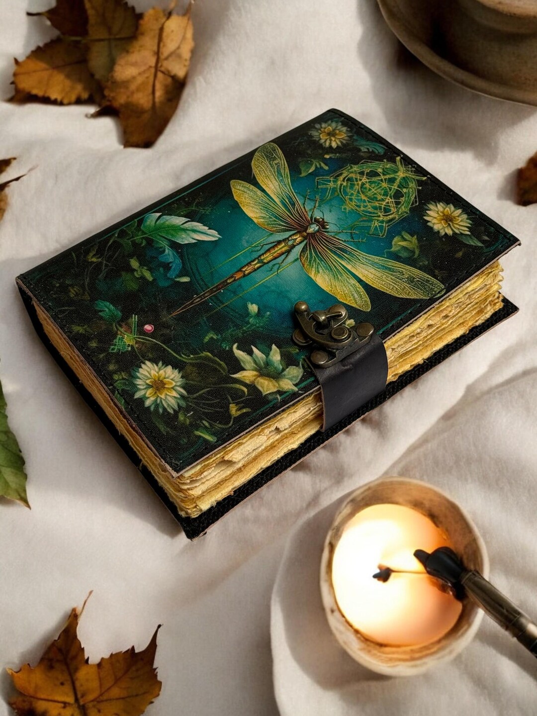 Mystic Dragonfly Leather Journal – Handmade Vintage Paper Diary - Etsy