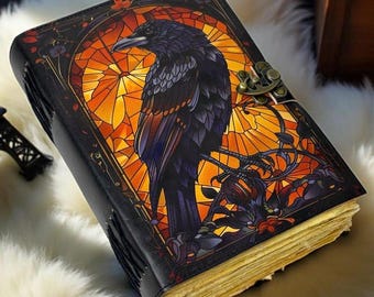Raven Leather Journal: Gothic Wiccan Grimoire, 400 Page Book of Shadows