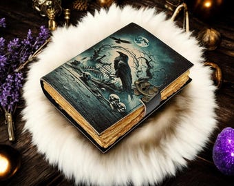 Grimoire ze skóry kruka – gotycka księga cieni, dziennik czarownictwa