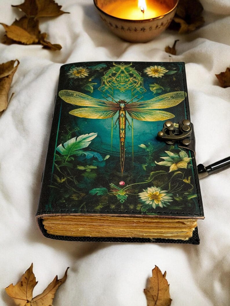 Mystic Dragonfly Leather Journal – Handmade Vintage Paper Diary - Etsy