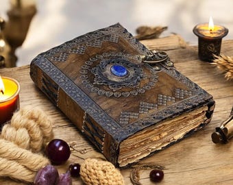 Lapis Lazuli Leather Journal: Embossed Book of Shadows, Grimoire