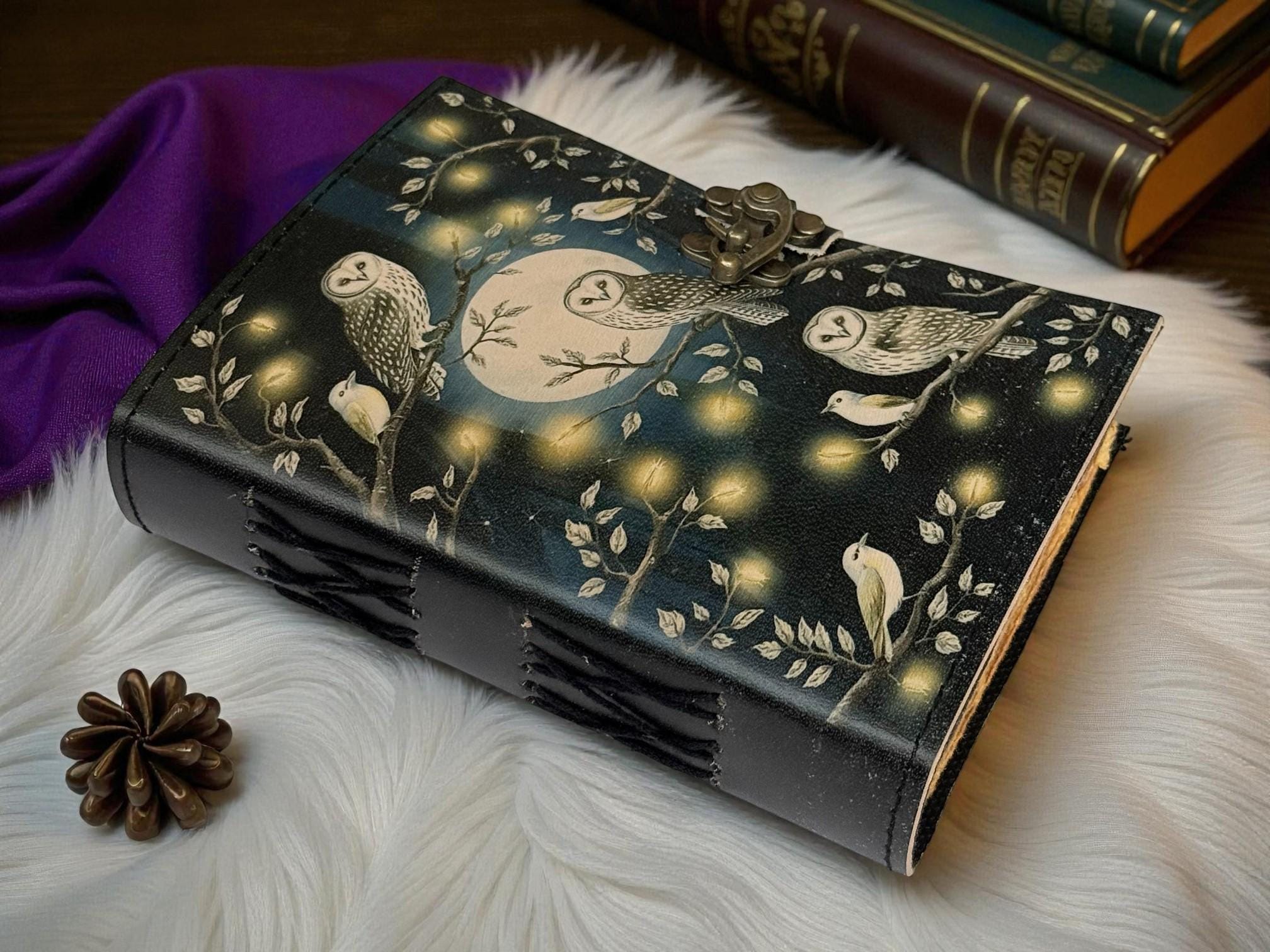 Owl Leather Journal – Gothic Handmade Grimoire, 400 Pages