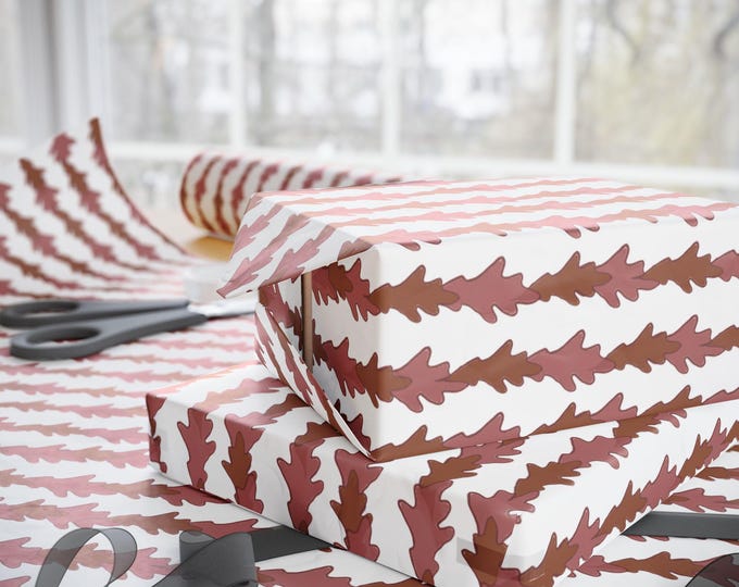 Sketched Red Leaves Wrapping Paper | Gift Wrapping, Party Decor, Special Occasions, Holiday Gifts