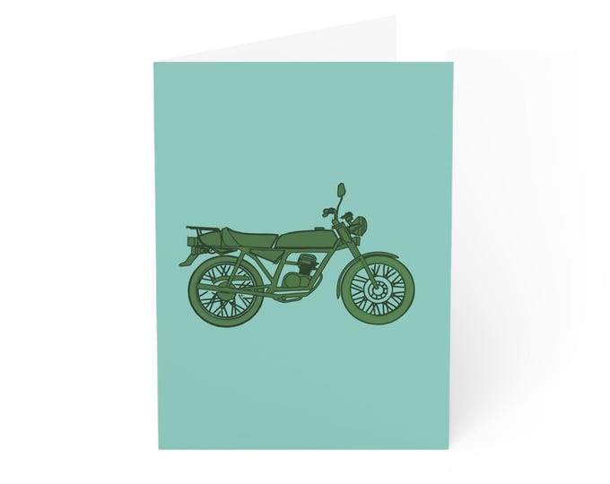 Vintage Motorcycle Greeting Cards: Hand-Sketched Design, Set of 10