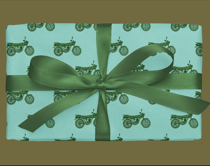 Vintage Motorcycle Hand-Drawn Art Wrapping Paper: Eco-Friendly Gift Wrap