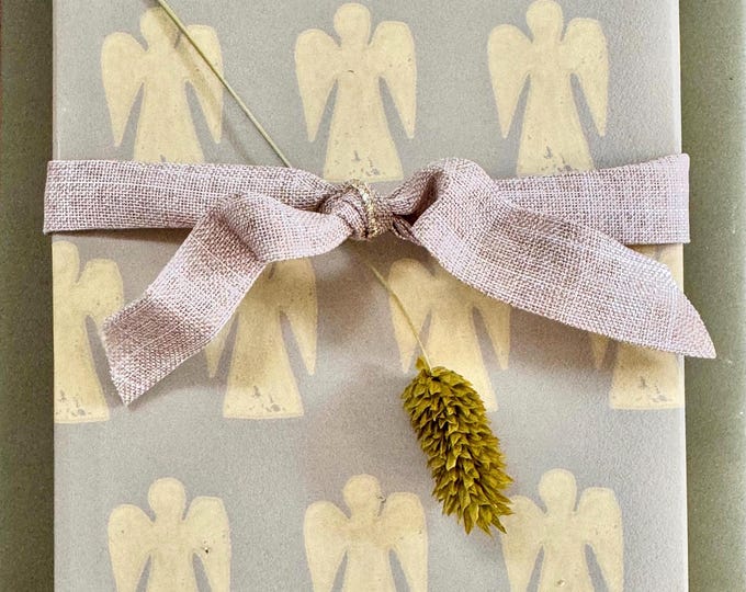 Hand-Sketched Angel Wrapping Paper: Citrus & Sand Pattern, Eco Friendly