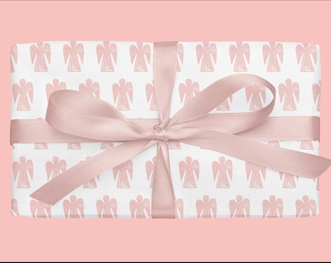 Angel Cranberry Hand Sketched Wrapping Paper | Custom Curated RYTHM Collection, Eco Friendly