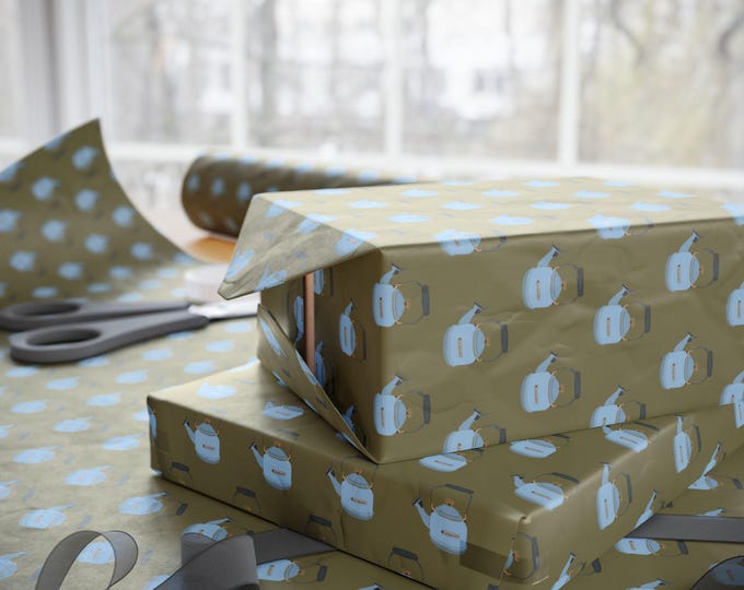 Blue Kettle Gift Wrap : Blue Kettle, Cargo Green Wrapping Paper