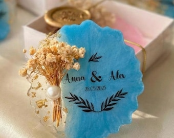 Regalos personalizados al por mayor para invitados, imanes de resina personalizados, epoxi para bautizos de niños y niñas, recuerdos para el primer cumpleaños.