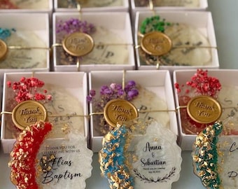 Imán para recuerdo de compromiso, recuerdo de ágata roja y morada, regalo personalizado para una noche de henna, reserva la fecha personalizada, resina epoxi dorada, a granel