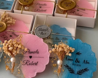 Imán de resina epoxi Feliz Navidad, regalo navideño, adorno de flor seca, decoración de resina hecha a mano