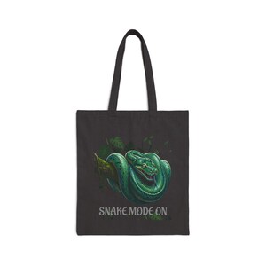 Green Tree Python Illustration Tote | Snake Mode On, Tropical Leaves