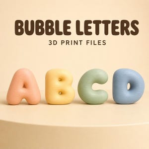 Lettres à bulles en 3D (fichier STL 3MF) | Décoration de chambre d'enfant avec l'alphabet | Cadeau personnalisé pour enfants