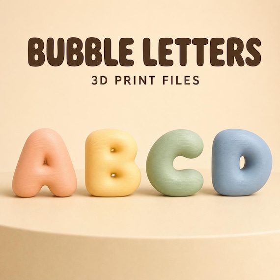 3D Druck Datei  Buchstaben Bubble Stehend 3D Druck STL  3MF | Alphabet Kinderzimmer Deko | Personalisiertes Geschenk für Kinder