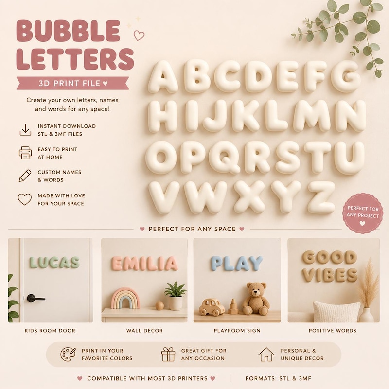 3d Letters for Bedroom - Etsy UK