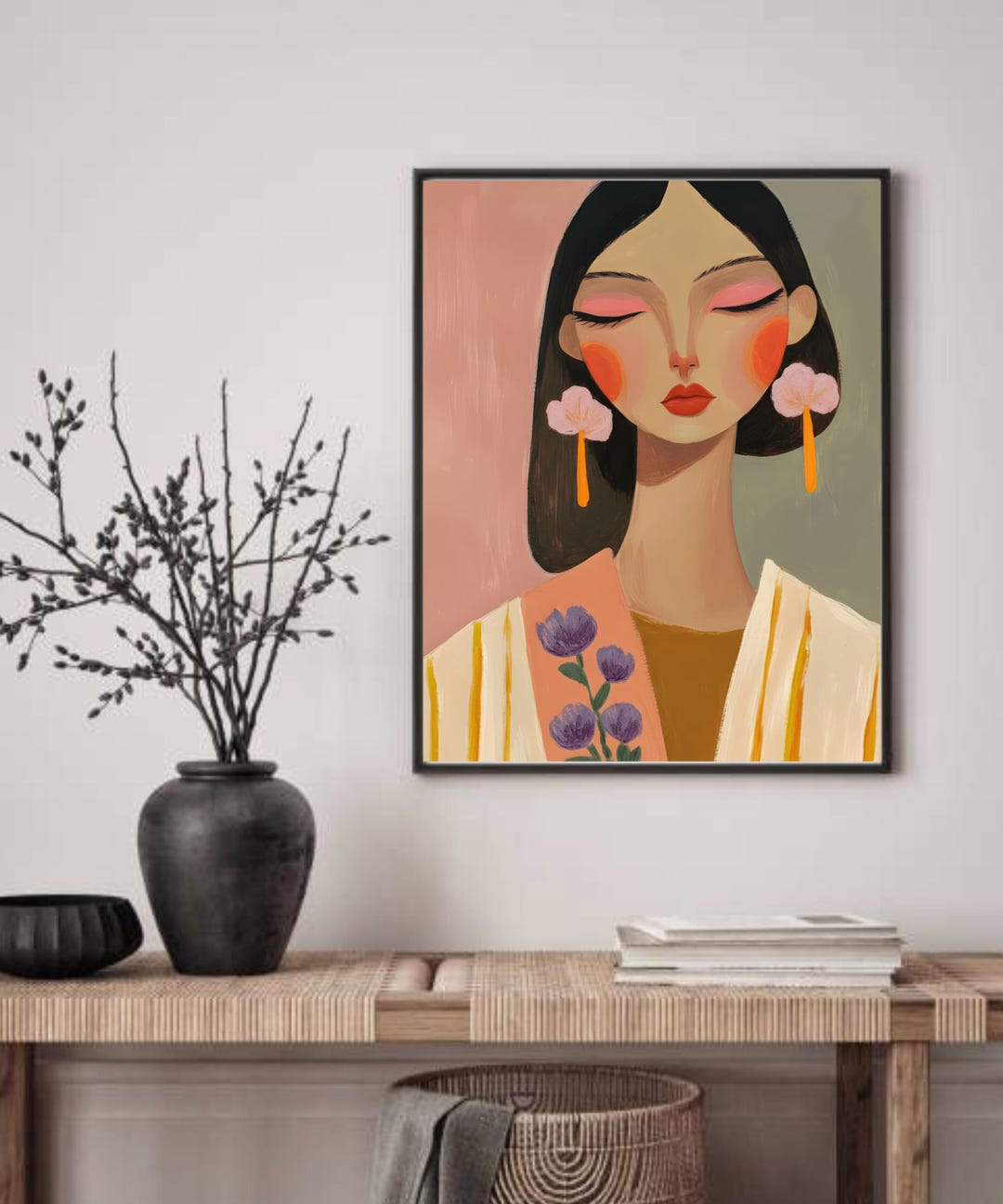 Modern Woman Portrait Wall Art Printable | Colorful Boho - Etsy