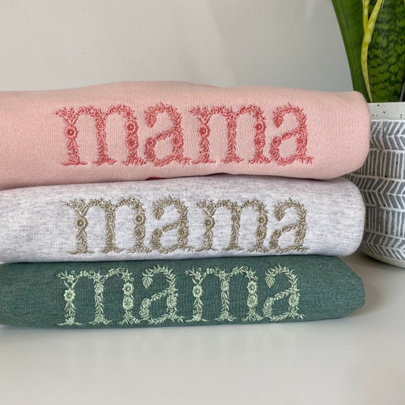 Floral Mama Embroidered Sweatshirt Neutral Mama Sweater Personalized Mama Shirt Minimalist Mama Pullover New Mom Gift Pregnancy Announcement