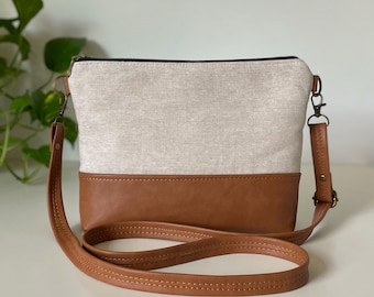 Vegan Leather Canvas Crossbody Bag Small Crossbody Purse Canvas Crossbody Bag for Women Minimalist Crossbody gift for mom gift for wife