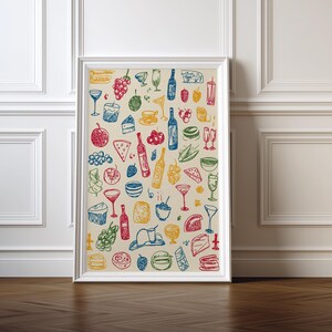 Colorful Food & Drink Illustration: Modern Kitchen Art (Digital Download)