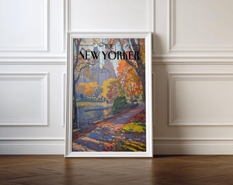 New York Central Park Herbst Druck, Vintage Magazin Cover (Digitaler Download)