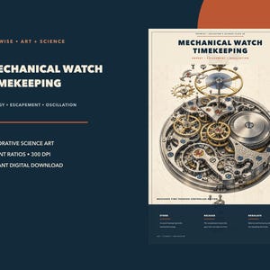 Mechanical Watch Timekeeping Poster, Horology Printable Office Wall Art
