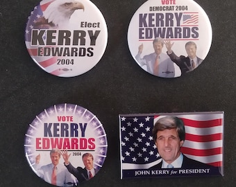 Vintage 2004 Kerry Edwards Political Buttons
