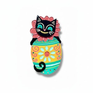 Wunderschöne schwarze Katzenbrosche von Johanna Parker x Lipstick & Chrome
