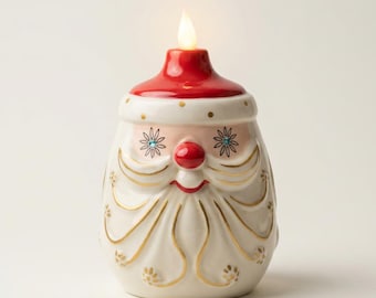 Starry Eyed Santa Candle-Lite | Mid Century Christmas Decor | Vintage Inspired Ceramic Holiday Figurine SHIPS SEPTEMBER