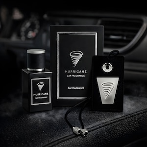 Premium orkaanparfum, autoluchtverfrisser, luxe duurzame diffuser met natuurlijke oliën, elegant cadeau voor autoliefhebbers, cadeau voor hem en haar