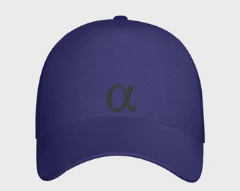 Boné com logotipo Alpha unissex – Boné de beisebol azul ajustável – Moda urbana minimalista, boné casual leve