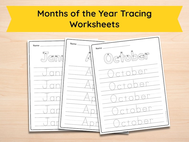 Months of the Year Tracing Worksheets • Preschool and Kindergarten ...