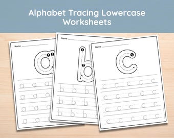 Lowercase Alphabet Tracing Worksheets A-Z, Printable Letter Writing Practice, Preschool Kindergarten Handwriting, Homeschool PDF