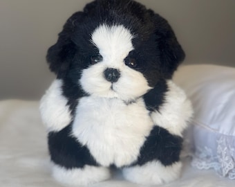 Joybly Border Collie Plushie with Movable Joints, Handmade Realistic Companion Pet