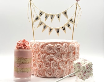 Pink Happy Birthday Cake & Dessert Set