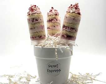 White Chocolate Raspberry Cake Push Pop - Dozen