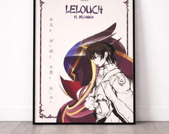 Lelouch Lamperouge Poster Printable, Code Geass Wall Art, Anime Manga Poster, Anime Wall Decor, Digital Download
