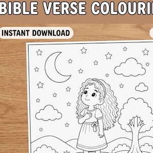 When I Am Afraid I Will Trust in You Coloring Page | Girls Bible Verse Printable Psalm 56:3 | Sunday School Coloring A4 & US Letter Digital