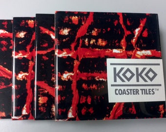 Koko Coaster Tile n ° 38 Quatre carreaux assortis