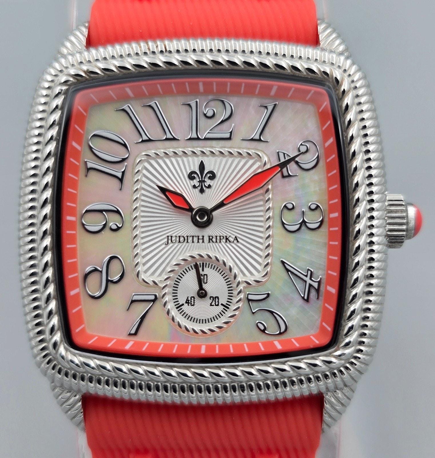 Judith Ripka ladies stainless steel and coral colored sporty watch NEW BATTERY Judith Ripka Watch - Etsy main image 4