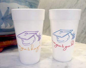 CUSTOM Congrats, Grads! | Personalized | 20 oz Styrofoam Cups
