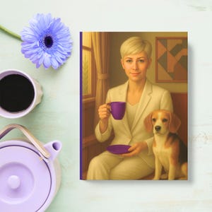 Carnet de notes violet à couverture rigide : Beagle à l'heure du thé : des cadeaux pour le printemps ou à tout moment !