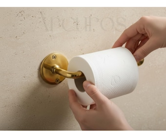 Unlacquered Solid Brass Toilet Roll Holder, Wall Mount Bathroom Fixture