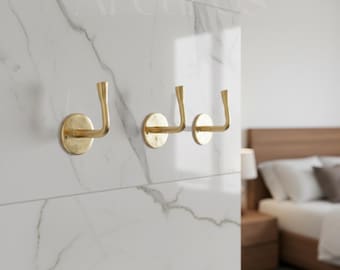 Vintage Solid Brass Robe Hook Set, Wall Mounted