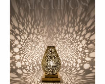 Handmade Moroccan Brass Bedside Table Lamp