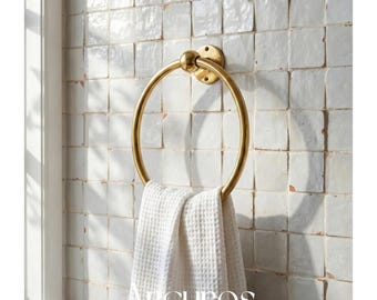 Solid Unlacquered Brass Towel Ring - Wall Mount Bathroom Decor